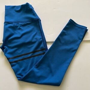 Blue Leggings with Black Stripes